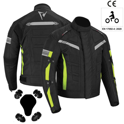 Motorcycle Waterproof Jacket Armoured Green Black