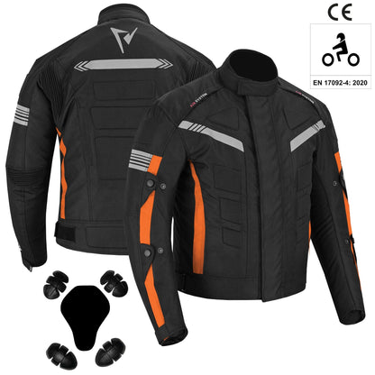 Motorcycle Mens Armoured Cordura Jacket Orange