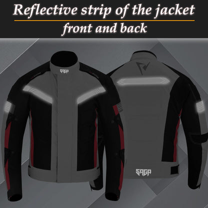SAGA Motorcycle Corduroy Jacket-Silver Black