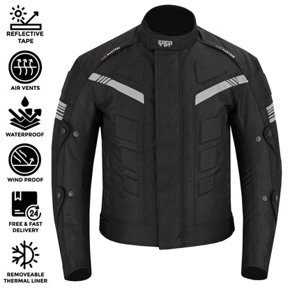 SAGA Motorcycle Corduroy Jacket Black