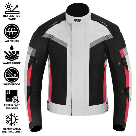 SAGA Motorcycle Corduroy Jacket-Silver Black