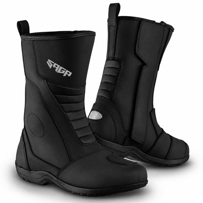 SAGA CE Level 2 Long Touring Motorcycle Riding Shoes Waterproof Genuine Leather Biker Boots for Men adventure Long touring shoes for long ride