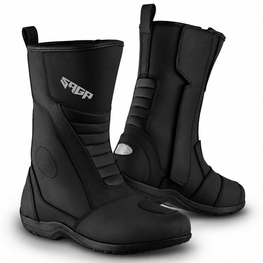 SAGA CE Level 2 Long Touring Motorcycle Riding Shoes Waterproof Genuine Leather Biker Boots for Men adventure Long touring shoes for long ride