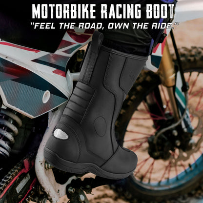 SAGA CE Level 2 Long Touring Motorcycle Riding Shoes Waterproof Genuine Leather Biker Boots for Men adventure Long touring shoes for long ride