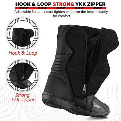 SAGA CE Level 2 Long Touring Motorcycle Riding Shoes Waterproof Genuine Leather Biker Boots for Men adventure touring shoes
