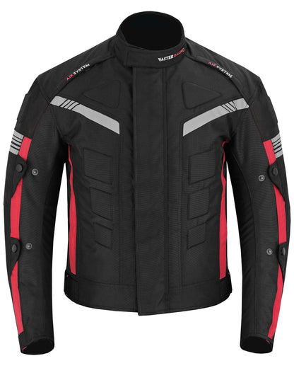 Motorcycle Mens Cordura Armoured Jacket Red Black