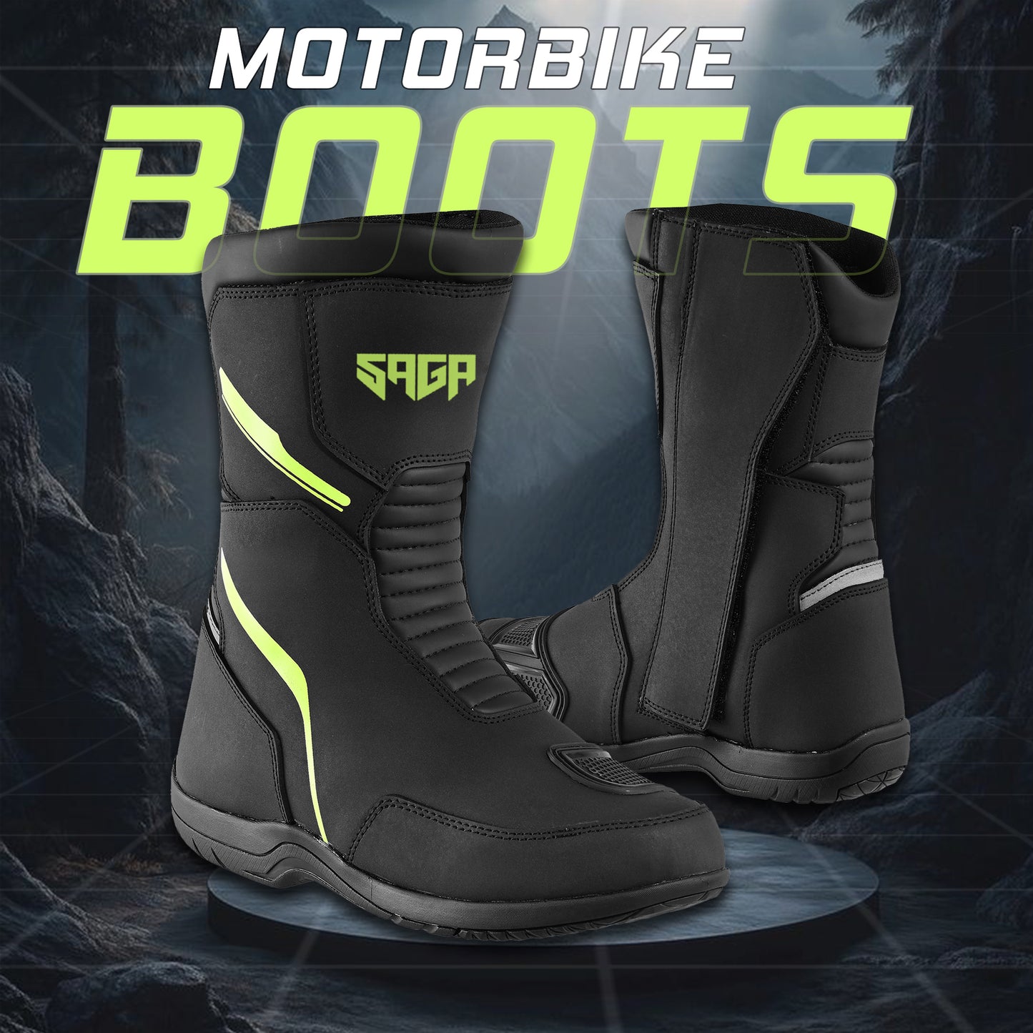 SAGA CE Level 2 Long Touring Motorcycle Riding Shoes Waterproof Genuine Leather Biker Boots for Men adventure Long touring shoes
