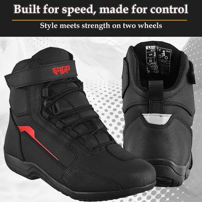 SAGA Motorcycle Riding Shoes Waterproof Leather CE Level 2 Anti Slip Protective Boots
