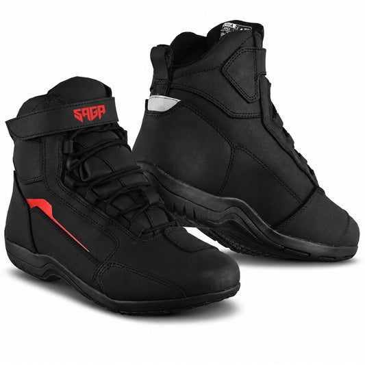 SAGA Motorcycle Riding Shoes Waterproof Leather CE Level 2 Anti Slip Protective Boots
