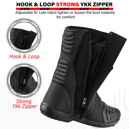 SAGA CE Level 2 Long Touring Motorcycle Riding Shoes Waterproof Genuine Leather Biker Boots for Men