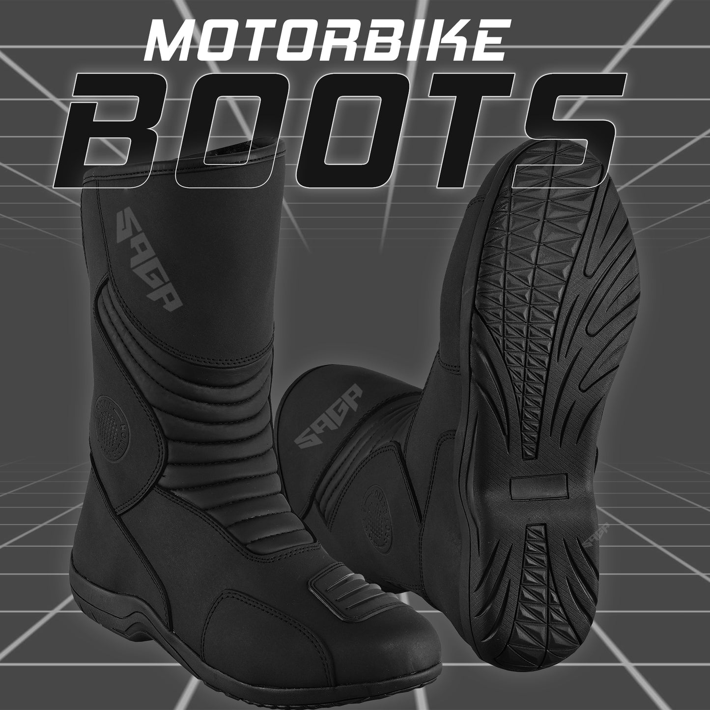 SAGA CE Level 2 Long Touring Motorcycle Riding Shoes Waterproof Genuine Leather Biker Boots for Men