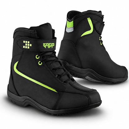 SAGA Motorcycle Riding Shoes Waterproof Leather CE Level 2 Anti Slip Protective Boots for men