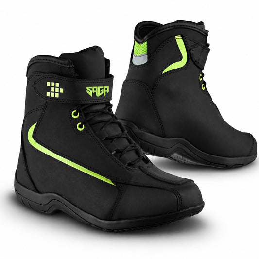 SAGA Motorcycle Riding Shoes Waterproof Leather CE Level 2 Anti Slip Protective Boots for men