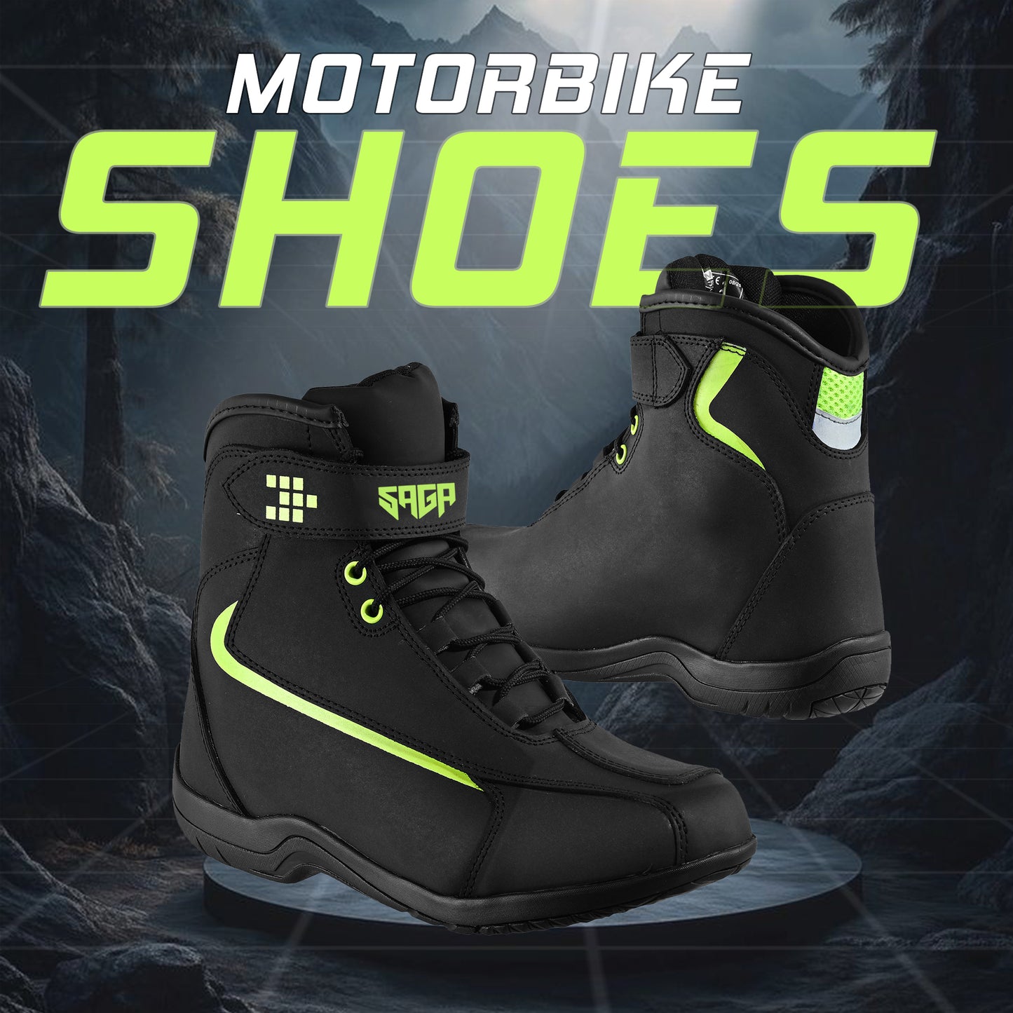 SAGA Motorcycle Riding Shoes Waterproof Leather CE Level 2 Anti Slip Protective Boots for men