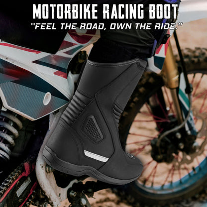 SAGA CE Level 2 Long Touring Motorcycle Riding Shoes Waterproof Genuine Leather Biker Boots for Men adventure touring