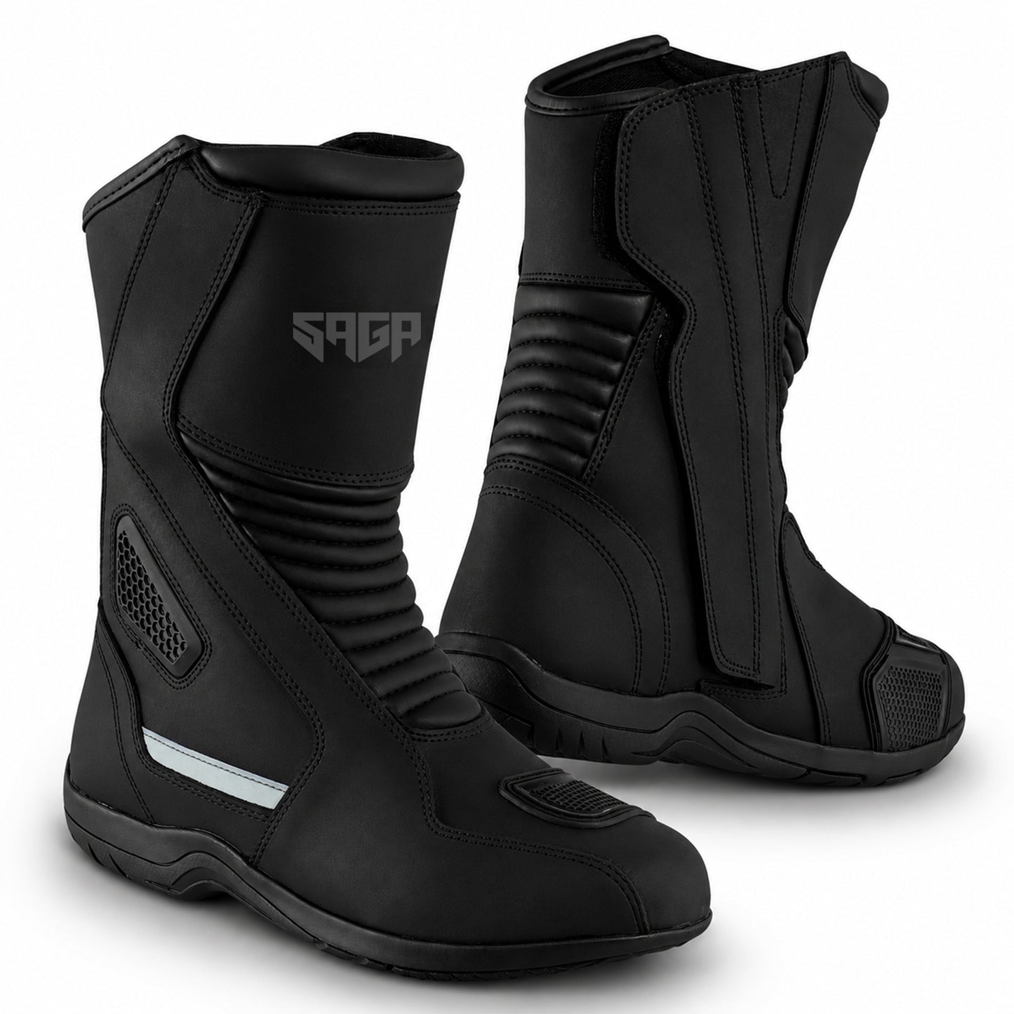 SAGA CE Level 2 Long Touring Motorcycle Riding Shoes Waterproof Genuine Leather Biker Boots for Men adventure touring