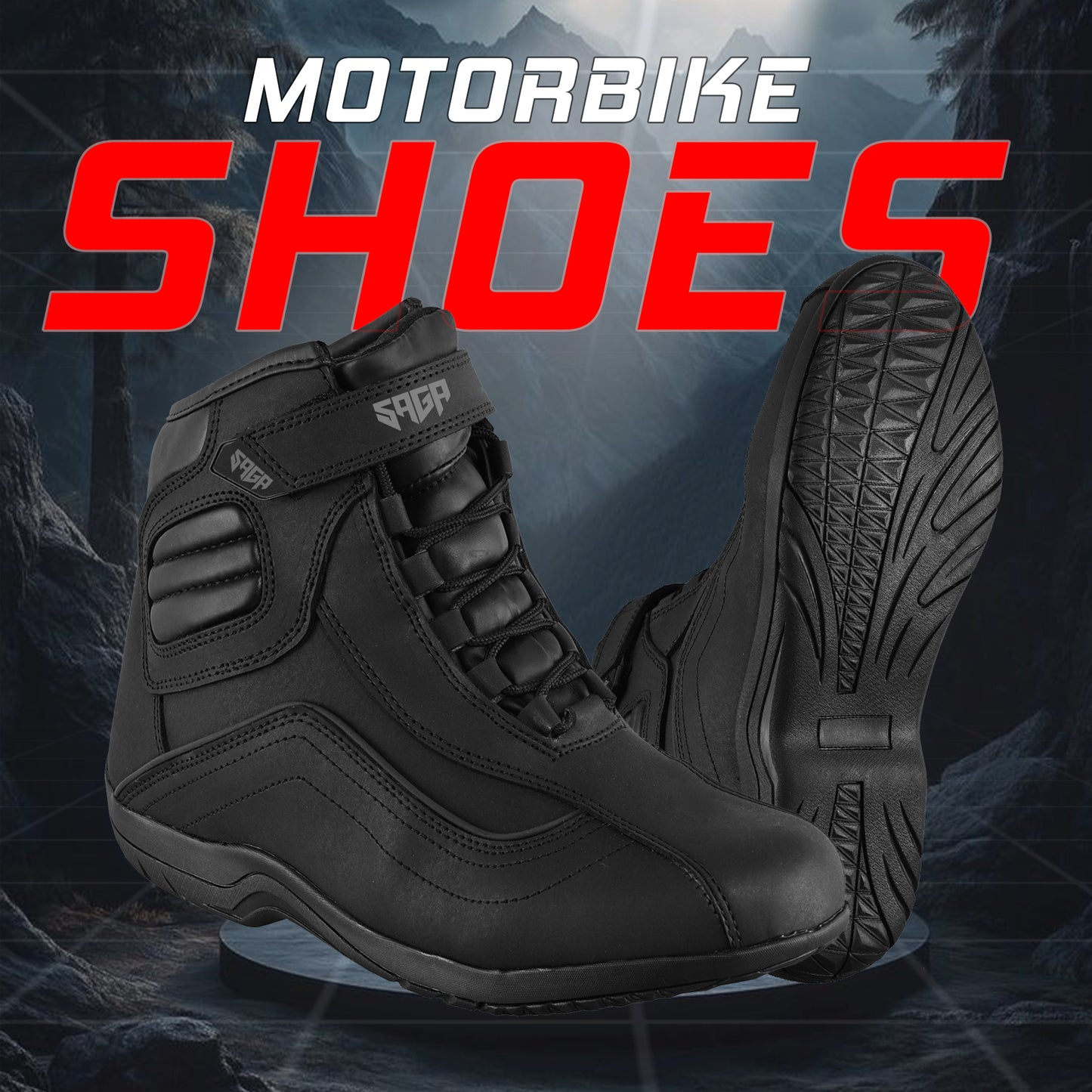SAGA Motorcycle Riding Shoes Waterproof Leather CE Level 2 Anti Slip Protective Boots short touring shoes