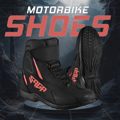 SAGA short racing shoes | Motorcycle Riding Shoes Waterproof Leather CE Level 2 Anti Slip Protective Boots short touring shoes for riders