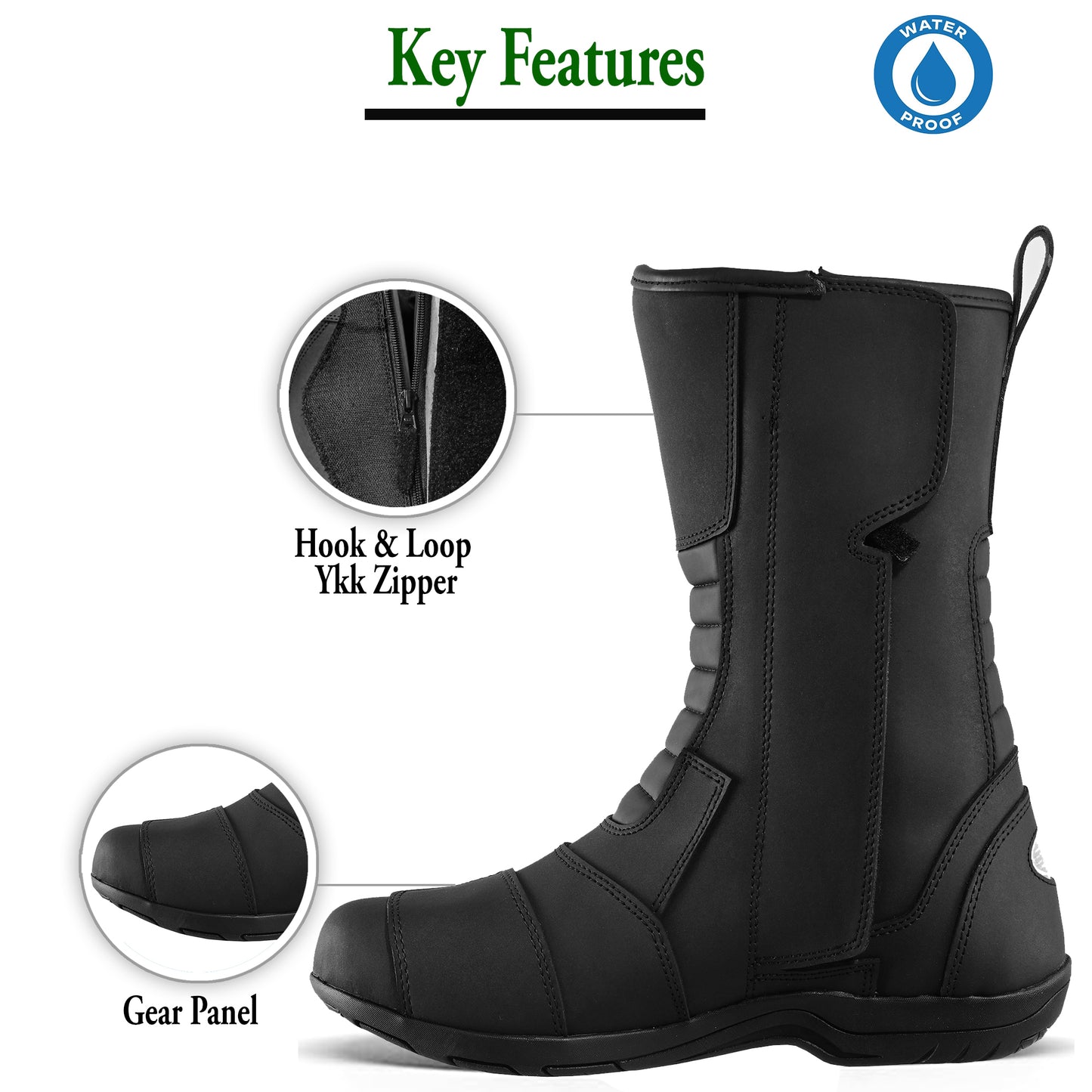 SAGA CE Level 2 Long Touring Motorcycle Riding Shoes Waterproof Genuine Leather Biker Boots for Men adventure Long touring shoes for long ride