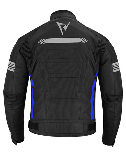 Motorcycle Mens Waterproof Armoured Jacket Blue Black