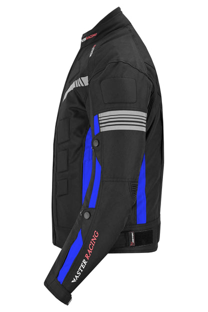 Motorcycle Mens Waterproof Armoured Jacket Blue Black