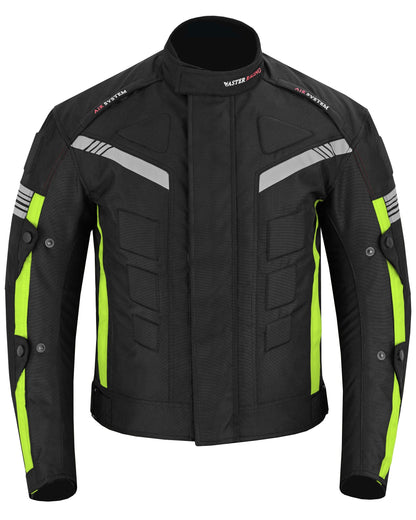 Motorcycle Waterproof Jacket Armoured Green Black