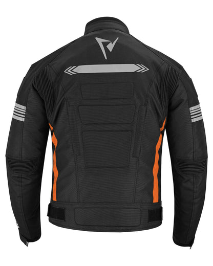 Motorcycle Mens Armoured Cordura Jacket Orange