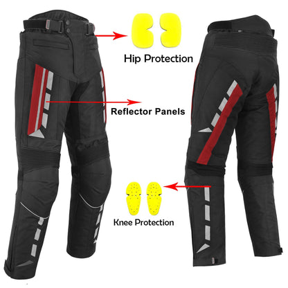 Motorbike Waterproof Corduroy Trouser Red