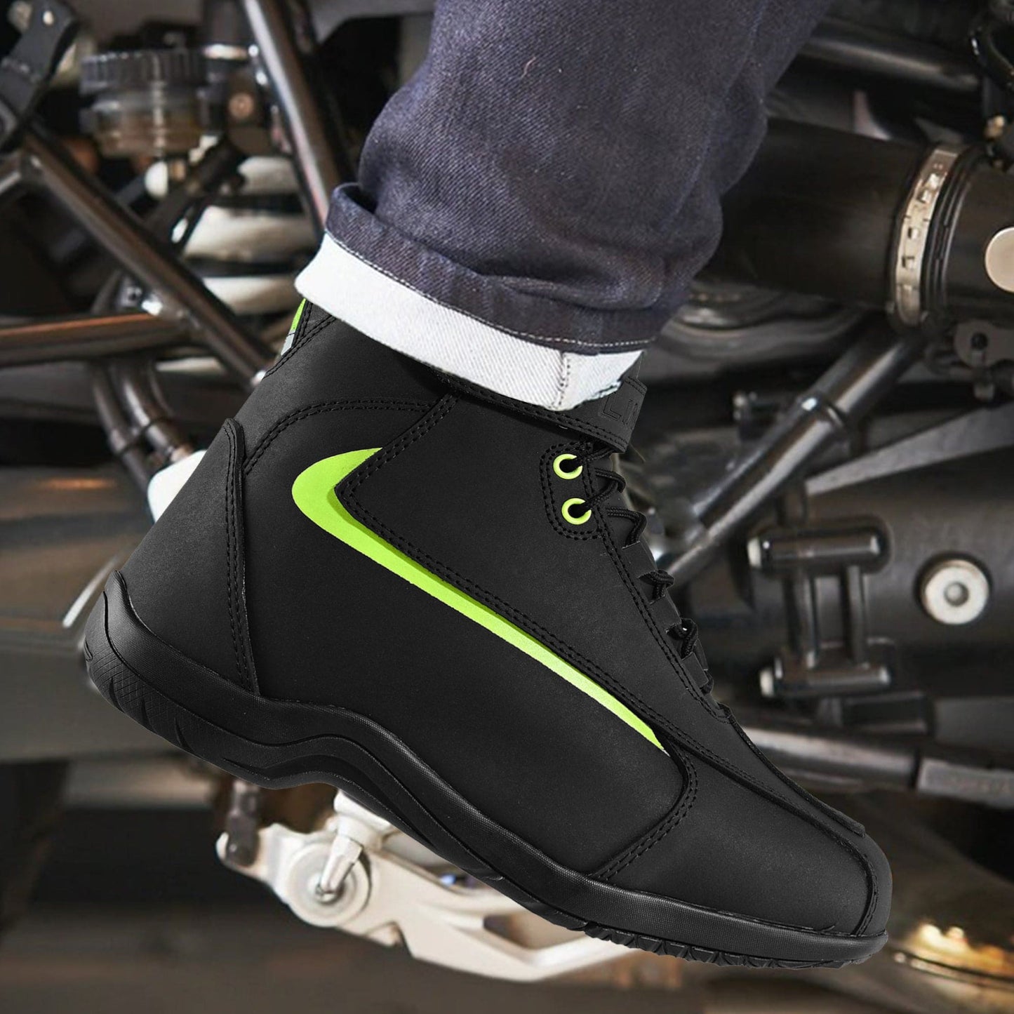 SAGA Motorcycle Riding Shoes Waterproof Leather CE Level 2 Anti Slip Protective Boots for men