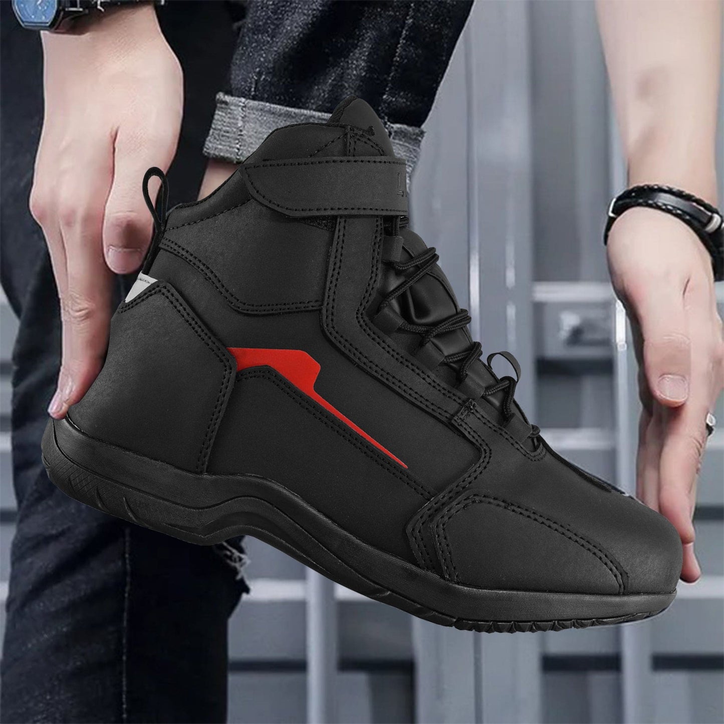 SAGA Motorcycle Riding Shoes Waterproof Leather CE Level 2 Anti Slip Protective Boots