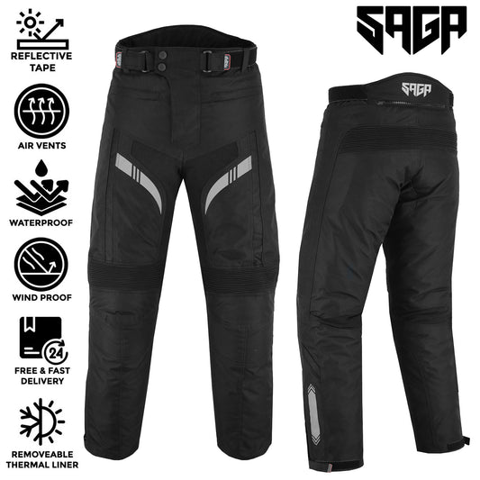 SAGA Motorcycle Men's Armoured Waterproof Trouser Black