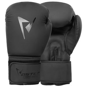 Boxing gloves Matt Black for Adults & Kids 04-16 OZ Vaster Moto