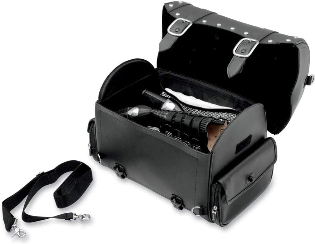 Motorcycle Leather Saddle bag Waterproof Storage Box Black Vaster Moto